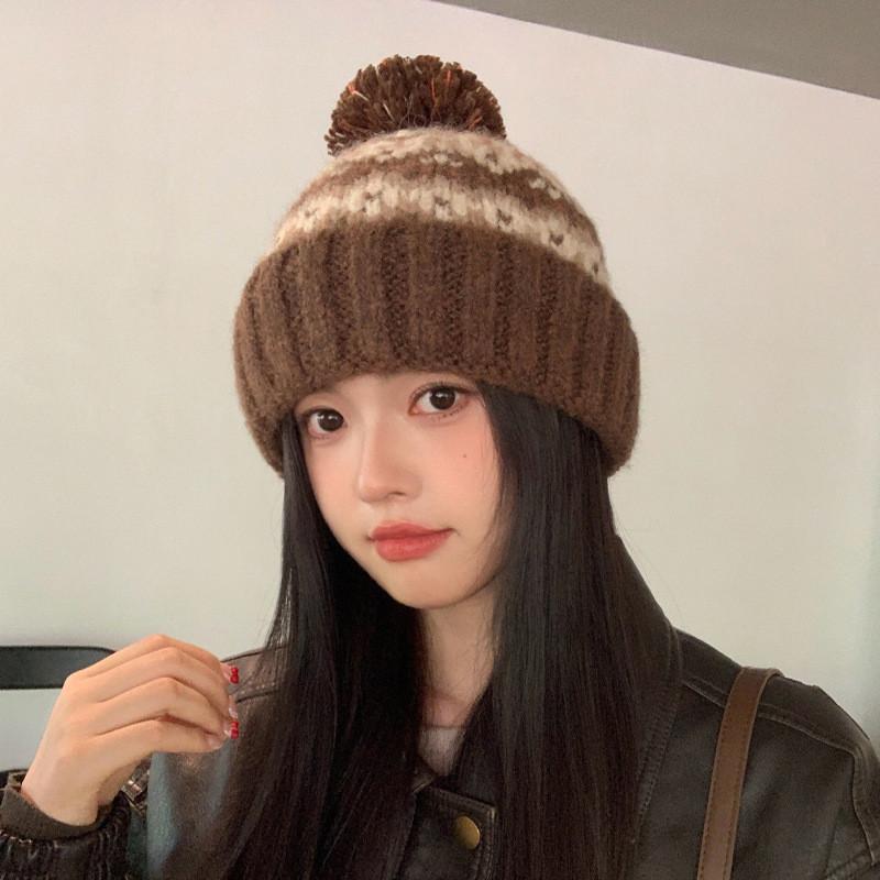 Knit Hat Women Acrylic Material Breathable Windproof Winter Fashionable Autumn
