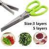 Многофункциональные многослойные ножницы для зеленого лука, нож для резки лука из нержавеющей стали, ножницы для трав, морских водорослей, специй, кухонные ножницы
