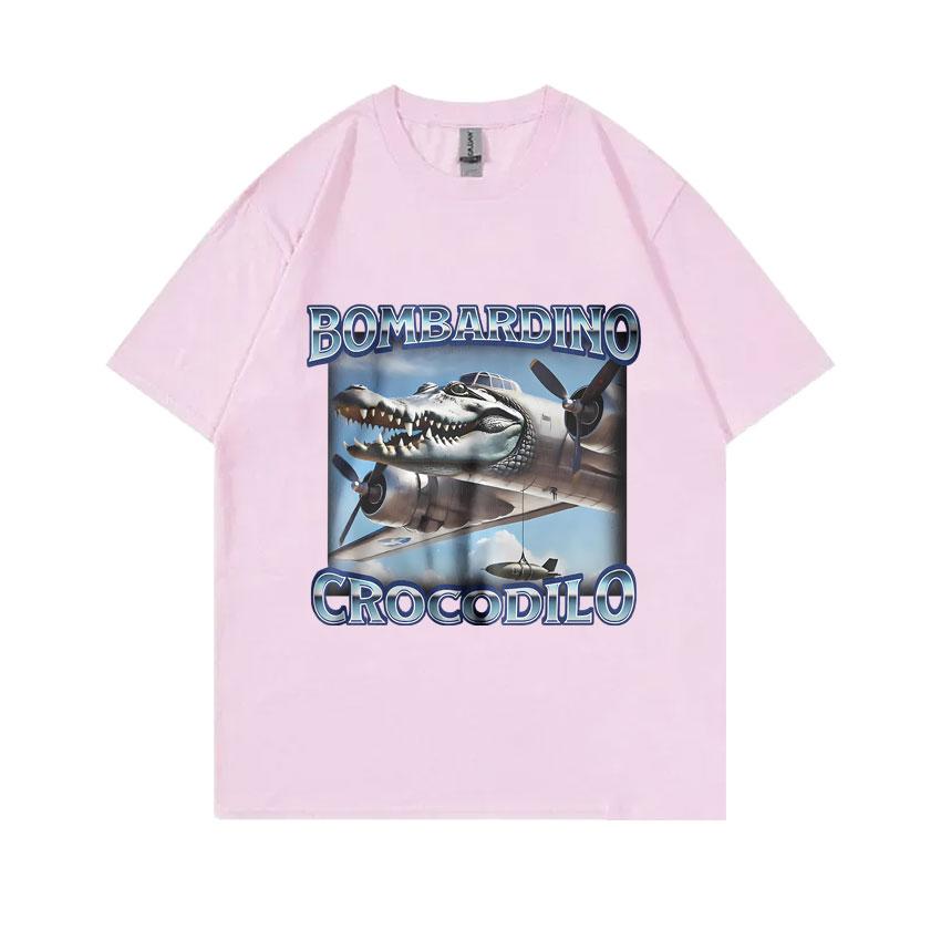Bombardiro Crocodilo Funny Crocodile Plane Bomber Meme T-shirts Men Women Gothic Vintage T Shirts Casual Humor Oversized T Shirt