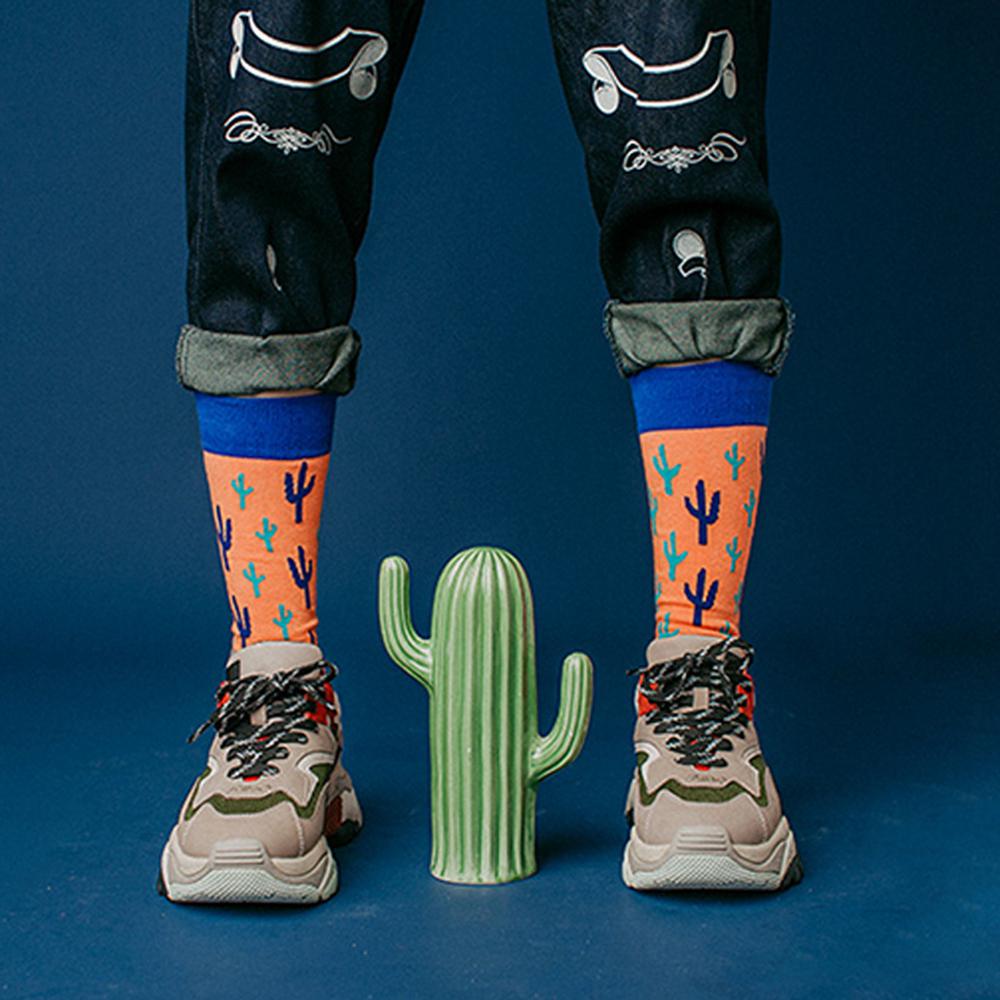 Хлопковые носки Crew Happy Socks Мужские Женские Британский стиль Повседневный Харадзюку Ананас арбуз кактус Мода Новинка Искусство Для пары Веселые