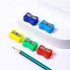 20 шт. Портативная простая мини-цветная прямоугольная пластиковая точилка для карандашей с одним отверстием для школьников и детей, канцелярские принадлежности для школы