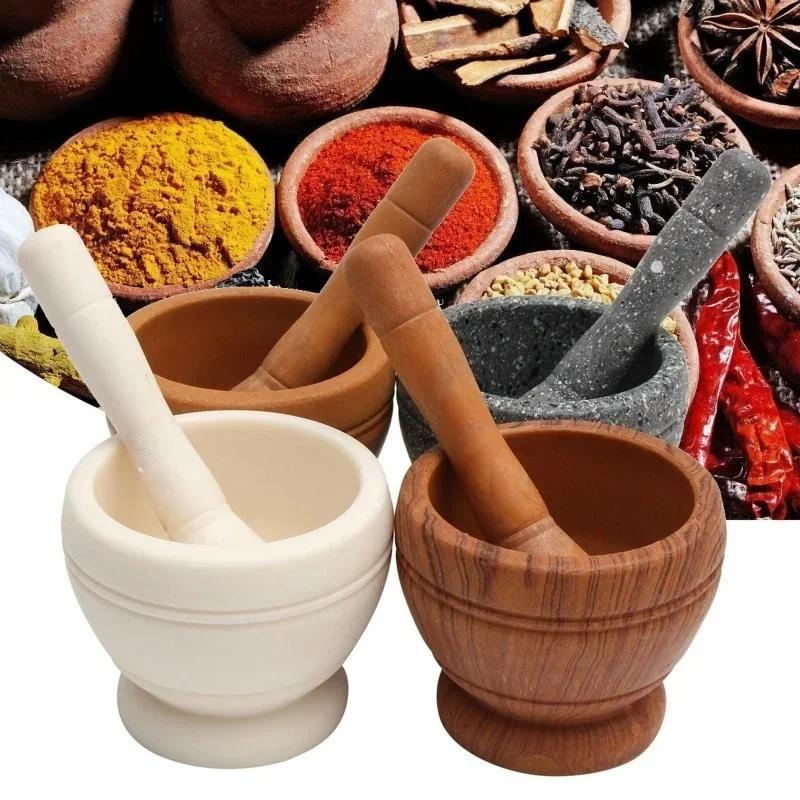 Resin Mortar Pestle Set Garlic Herb Spice Mixing Grinding Crusher Bowl Restaurant Kitchen Tools LS
