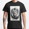 Men Fashion Casual Short Sleeves Cute Lion Black and White Background Tops Aesthetic Vintage Oversized T-shirts