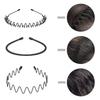 6PCS Stainless Steel Durable High Quality Hair Bands Spring Wavy Hoop Unisex Black Headband Slicked Back Non Slip Sports Cape