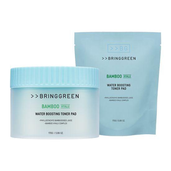 BRING GREEN Бамбуковые тонер-пэды для повышения увлажненности с гиалуроновой кислотой 80 штук (+80 заправок)