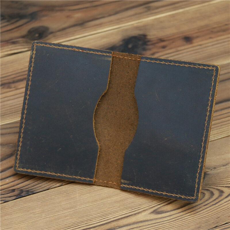 Vintage Crazy Horse Leather Credit Card Holder Thin Wallet Mens Real Cowhide Slim ID VIP Cards Bags Small Leisure Purses