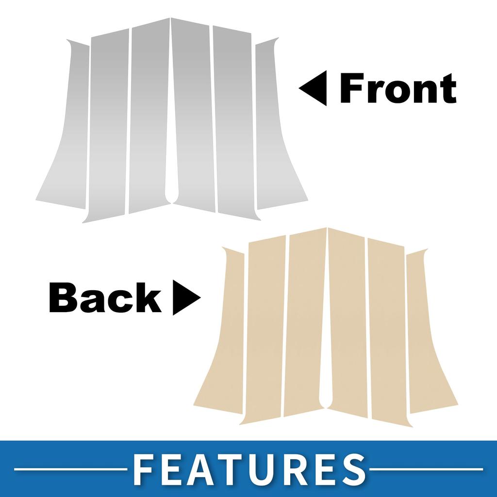 ABSOPRO Door Pillar Window Trim Stickers for Pillar Door Outer Exterior Covers for Mitsubishi Outlander Silver Tone Anti-Scratch Posts, 2011-2014,