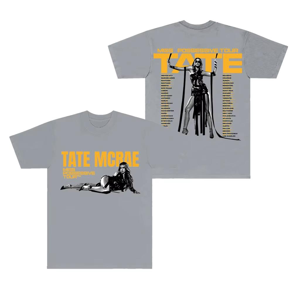 Singer Tate McRae Printing Cotton T Shirts SO CLOSE TO WHAT Album T-shirt Loose Casual Vintage Tops Sports Streetwear Unisex