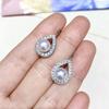 Серьги-кольца Huitan Waterdrop с круглым искусственным жемчугом, изысканные серьги для женщин, свадебные украшения с блестящими кубическими цирконами