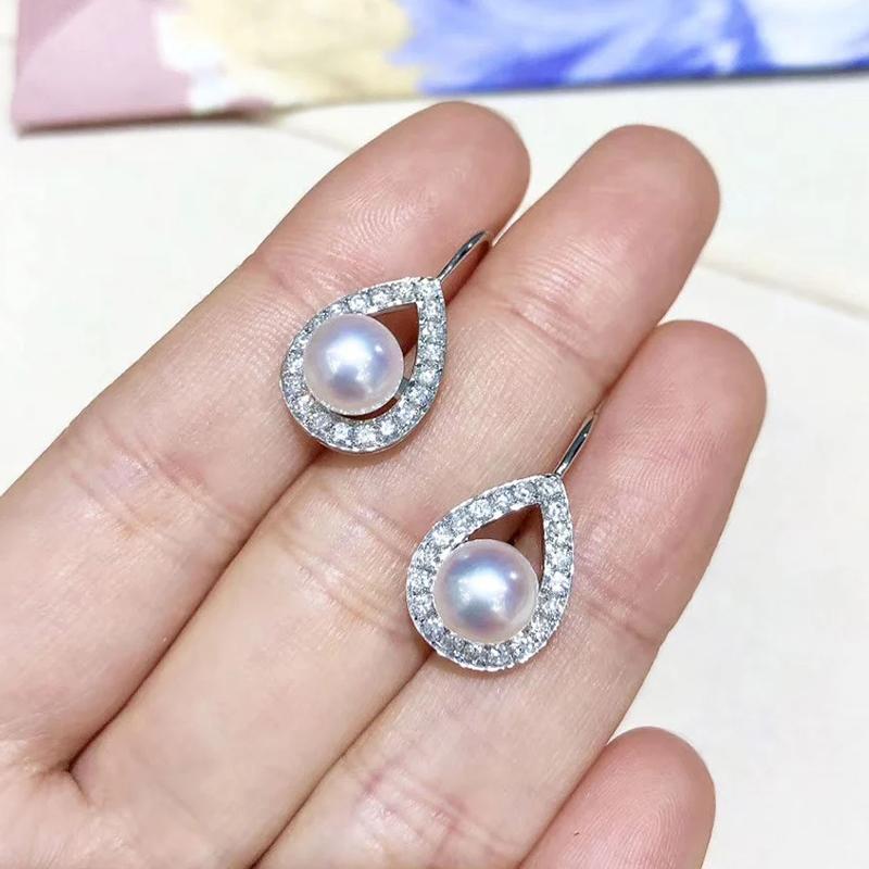 Серьги-кольца Huitan Waterdrop с круглым искусственным жемчугом, изысканные серьги для женщин, свадебные украшения с блестящими кубическими цирконами