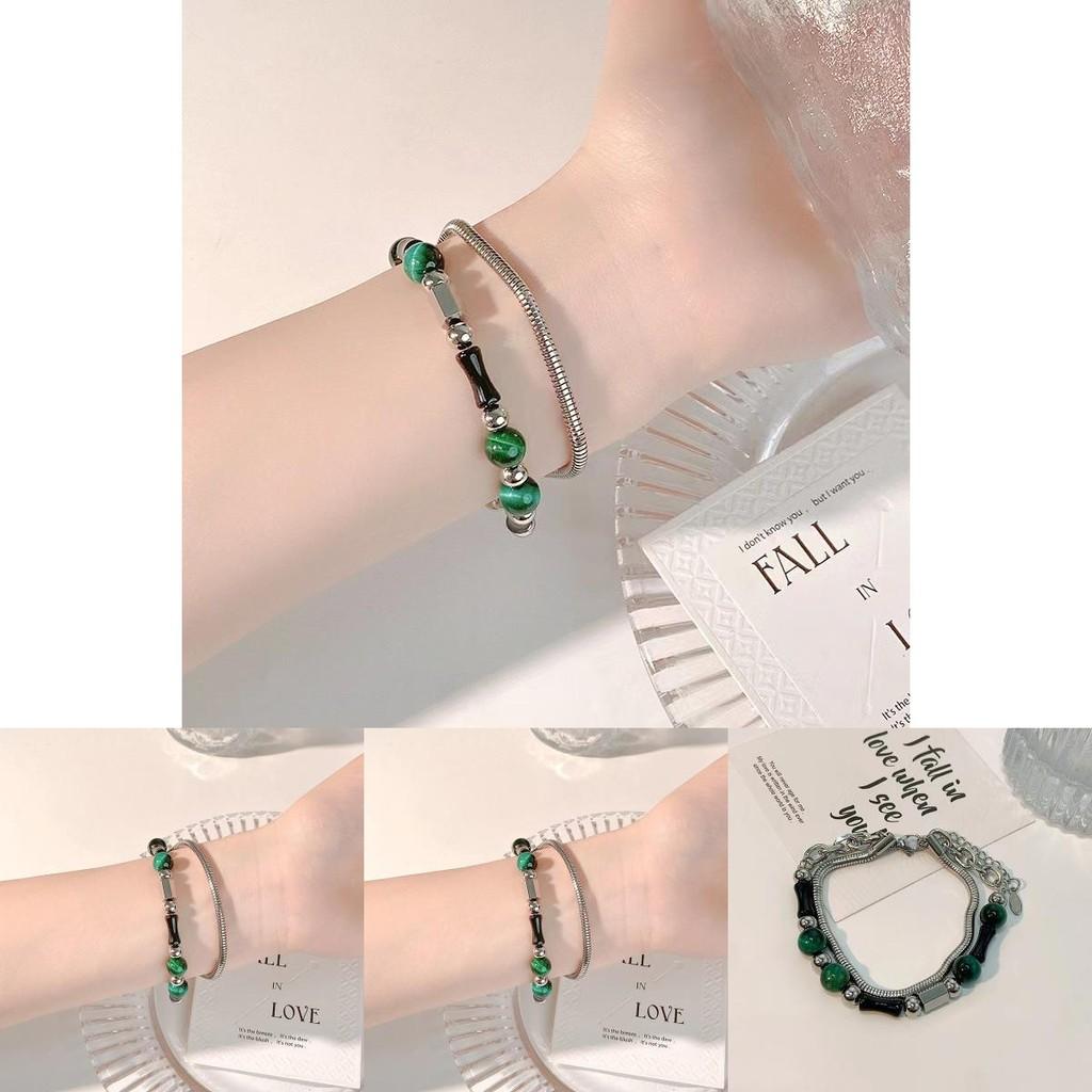 Титановый браслет стальной для женщин лето 2024 уникальный двухслойный дизайн