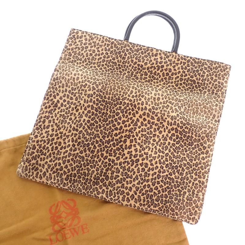 Loewe Сумка-тоут Коричневый/черный Замша/Телячья кожа Женская