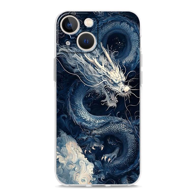 Чехол для телефона iPhone 17 Air Cases iPhone 16 15 12 13 14 Pro Max SE 7 8 Plus iPhone11 Прозрачный Мягкий Чехол Дракон