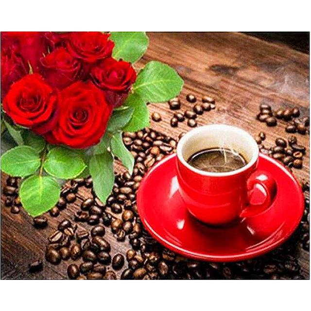 Diy 5D Алмазная картина Кофейная чашка Узор Полный круглый дрель Алмазная вышивка Крестиком