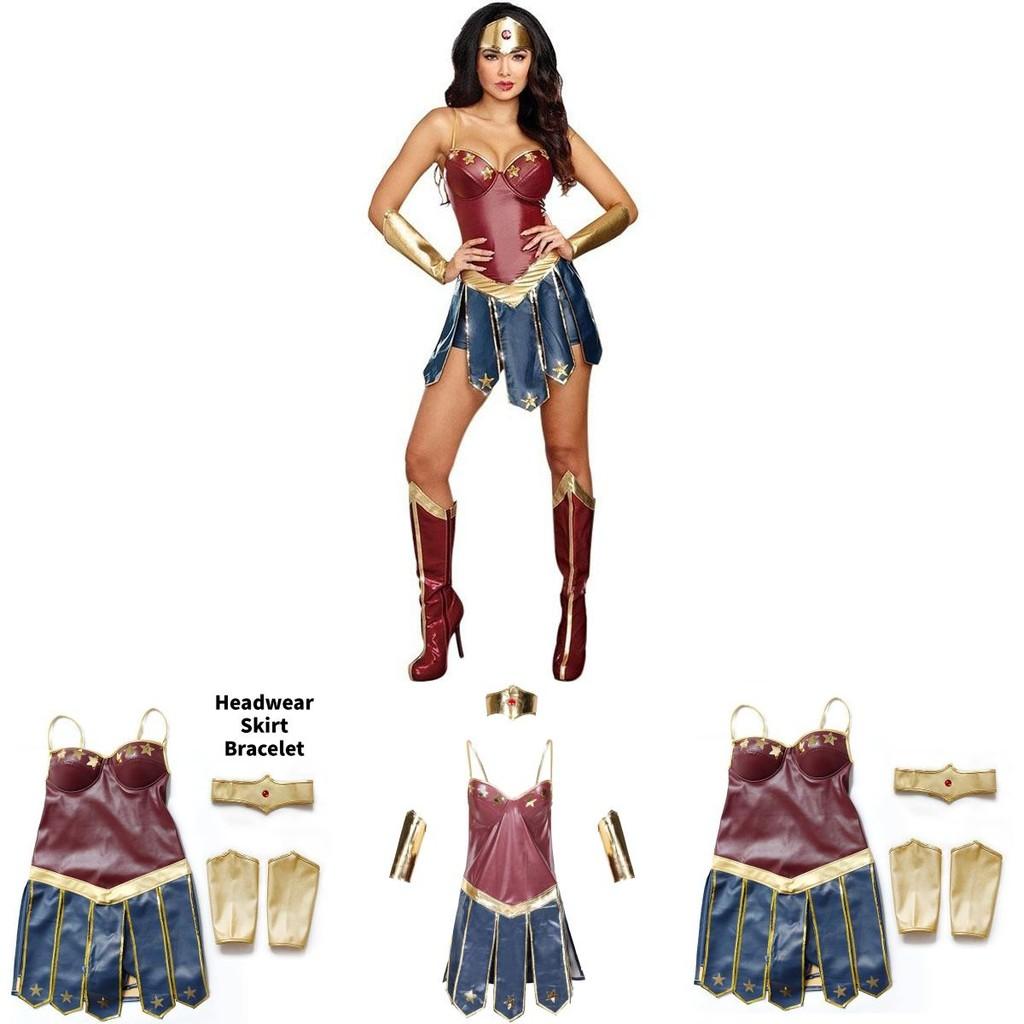 Wonder Woman Themed Cosplay Outfit For With Pu Material For Game And Anime Events
