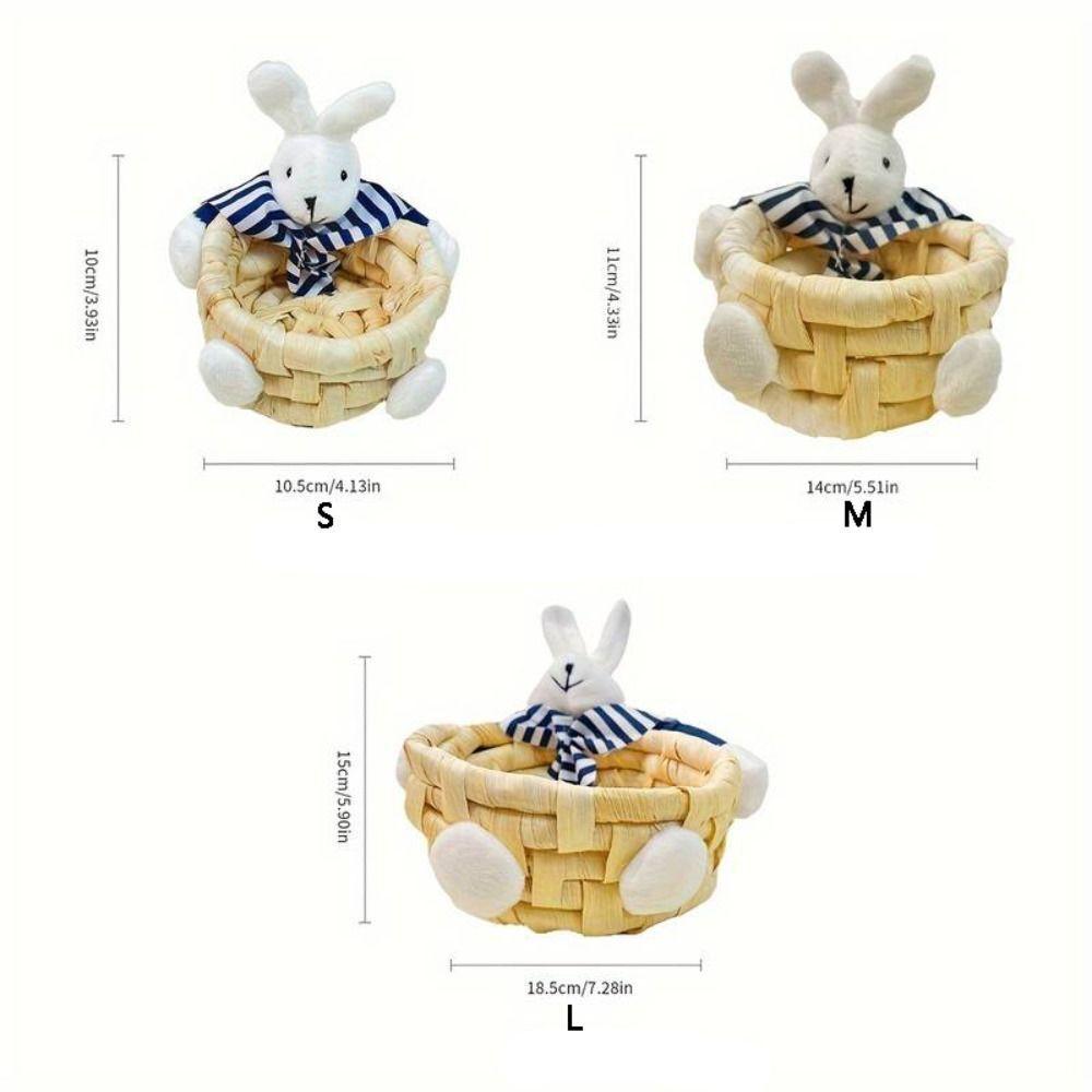 Straw Woven Handwoven Storage Basket 3 Size Easter Rabbit Decoration Home Furnishings