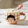 Мультяшная керамическая чашка с крышкой, дорогая подарочная коробка для пары домашних чашек для воды, идея для небольшого подарка