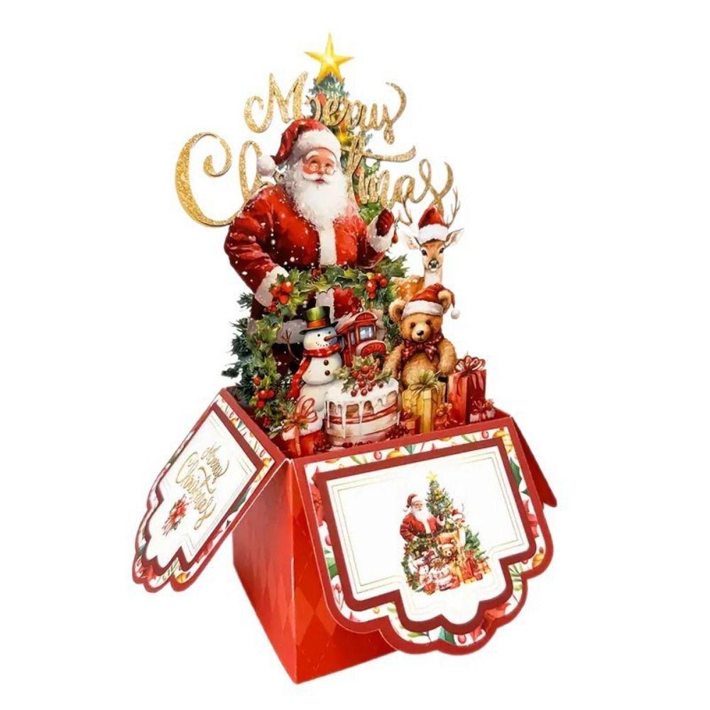 3D Pop-up Christmas Greeting Card Paper Festive Greeting Card  Holiday Decoration