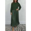 Women's Plus Size Autumn Solid Color Knitted Long Sleeve Patchwork Pleated Dress