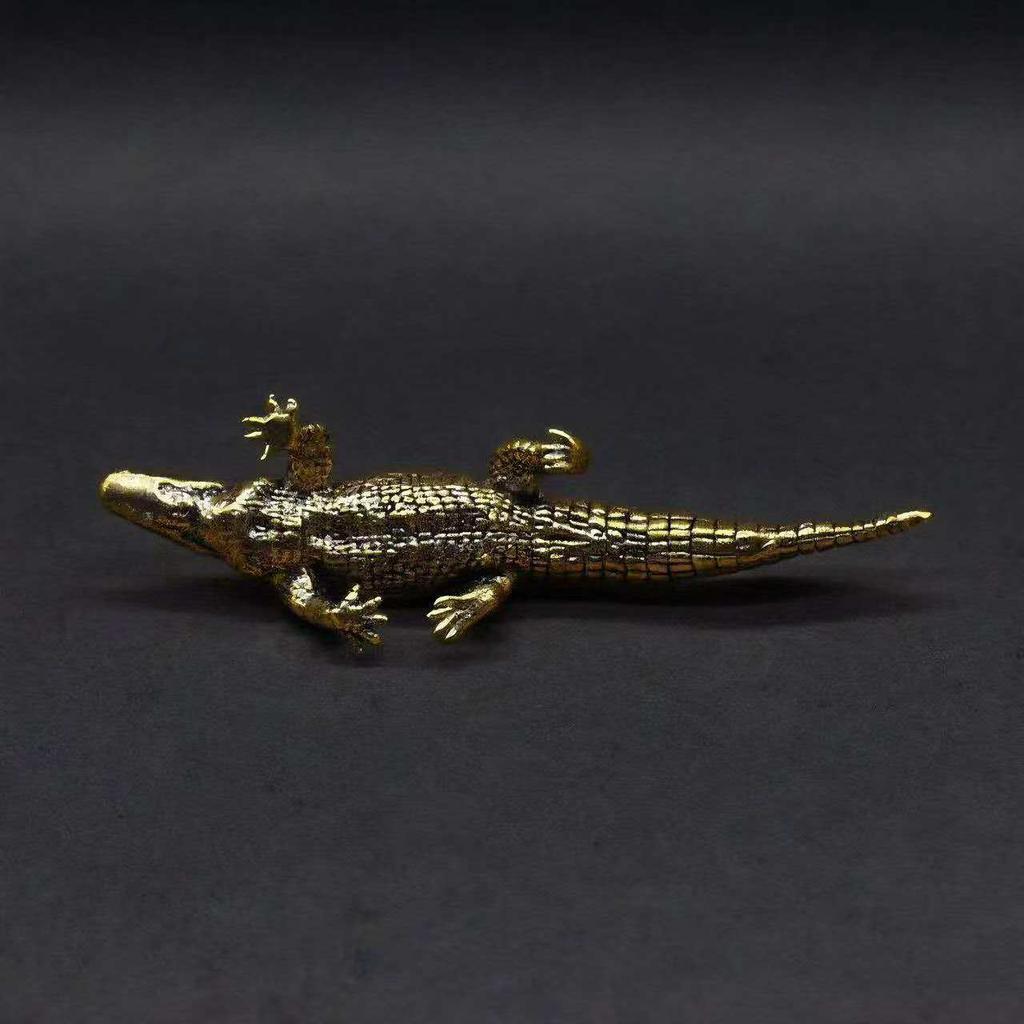 Антикварные латунные статуэтки крокодилов Элегантные стоячие позы для декора дома/офиса/улицы Идеальный подарок на новоселье, Рождество