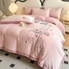 Light Luxury Autumn and Winter Milk Velvet Four-piece Bed Sheet Quilt Cover Bed Coral Velvet Embroidered Quilt Cover Warm Thickened Flannel