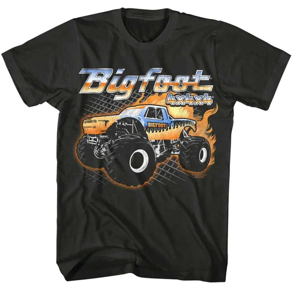Bigfoot 4x4x4 Flaming Truck Men's T Shirt