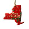 State Pride Christmas Pendant Merry Christmas in Golden Fonts U.S. States Patterns Holly Leaves Berries Snowflakes Xmas Ornament