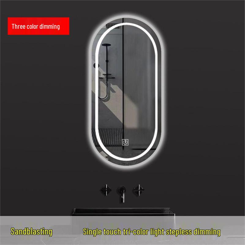 Oval LED Smart Vanity Mirror, Anti-Fog, Wall-Mounted for Bathroom Use.