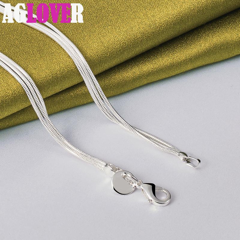 Ювелирные изделия из стерлингового серебра 925 пробы с цепочкой из трех змей, матовое гладкое ожерелье с подвеской