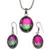 Tourmaline Set Gemstone Gift Wedding Party Bi-Color Pendant,Earring,Ring