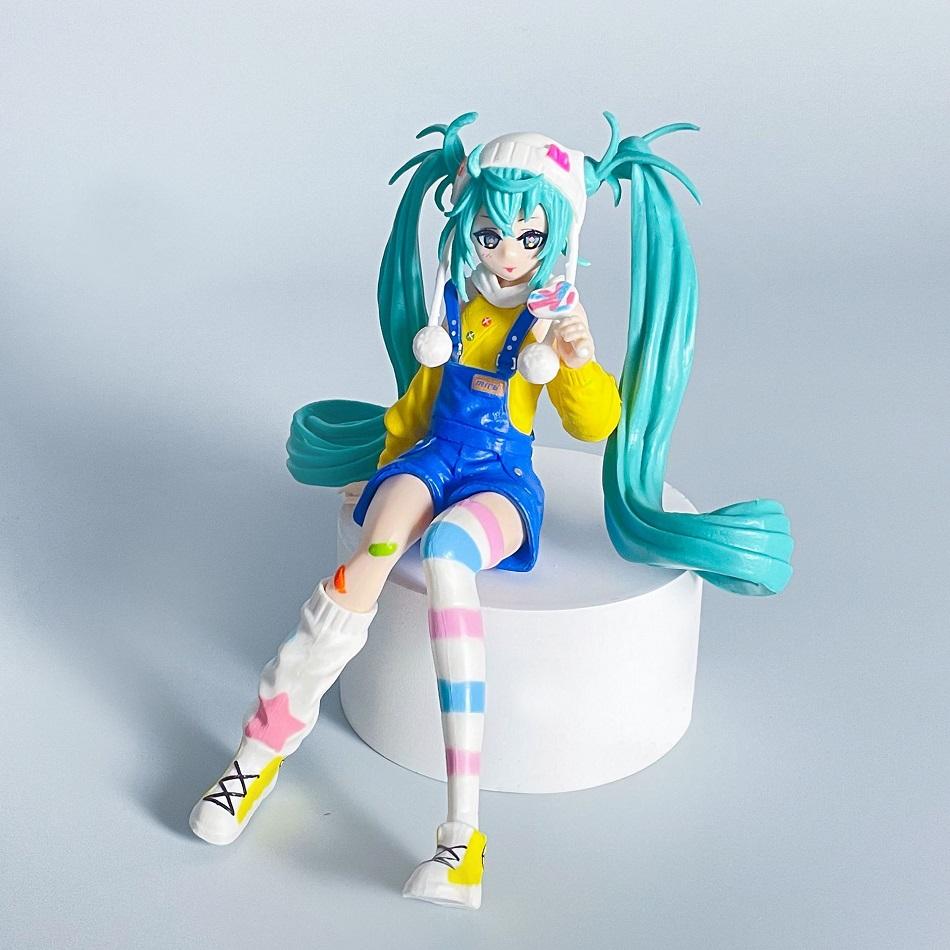 16CM Hatsune Miku Anime Figure Four leaf Grass Fairy Pretty Girl Action Figures Kawaii Girl Figurine PVC Collection Model Toys
