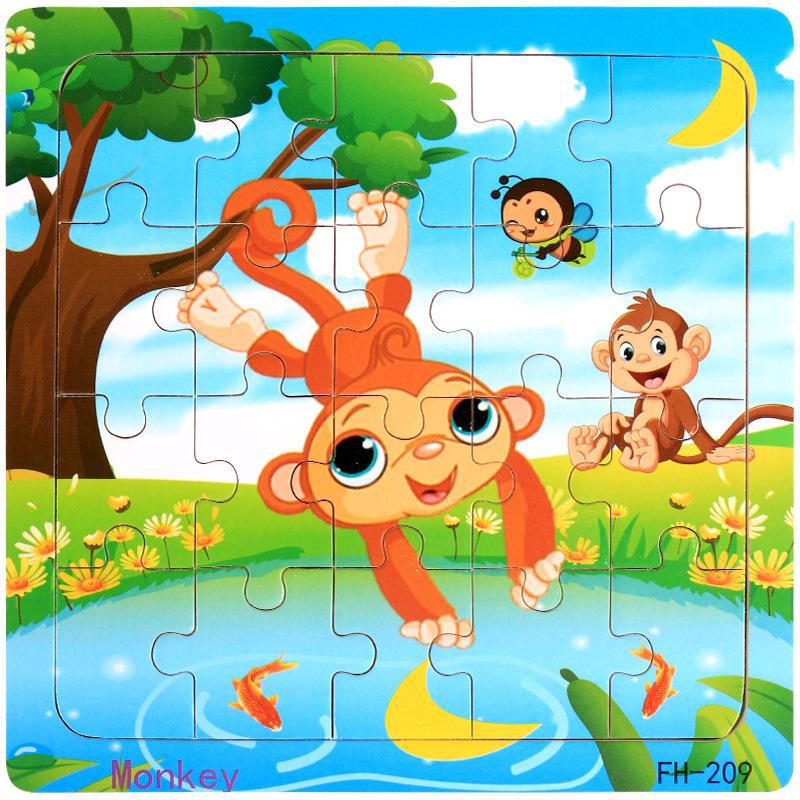 20-Piece Wooden Animal Cartoon Puzzle for Children Ages 3-7: Educational Early Learning Toy