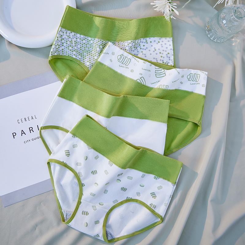4 шт. хлопковые женские трусики с высокой талией, нижнее белье для похудения, большие размеры, дышащие милые трусики для девочек, мягкое женское белье