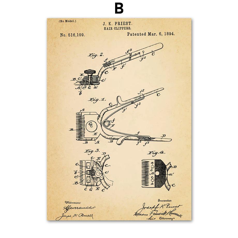 Парикмахерская, патентная настенная живопись на холсте, машинки для стрижки волос, ножницы, сушилка, постеры и принты, художественная роспись, декор для гостиной