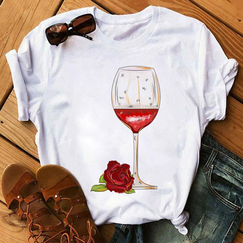 Women Black T Shirt Watercolor Butterfly Wine Glass Print T Shirt Female Funny Graphic Tee Shirts 90s Ladies Casual Tops Tee
