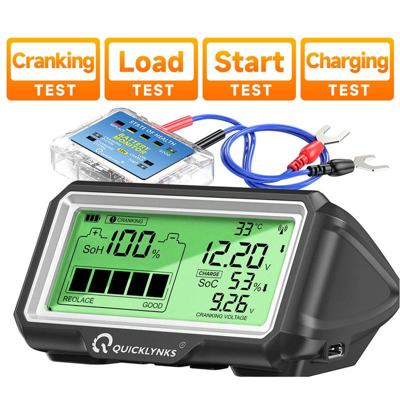 QUICKLYNKS BM5-D 12V Car Battery Tester Monitor LED Head Up Display Auto Charging Tester Tool Battery Health SOH SOC Analyzer
