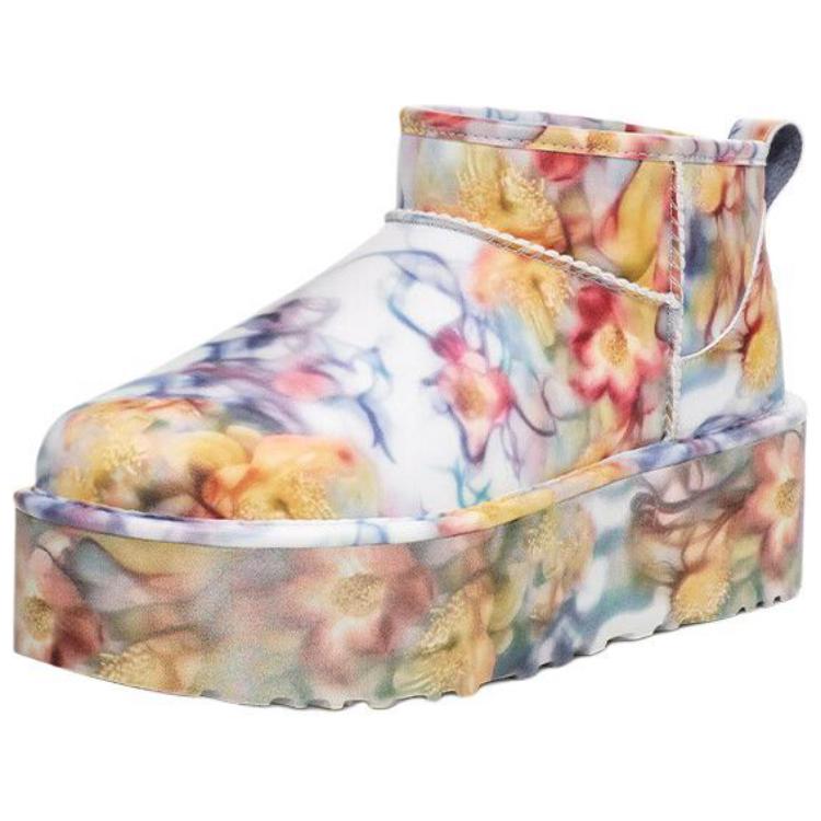 UGG Классические ультрамини-ботинки на платформе Collina Strada светло-голубые цветочные унисекс-кеды 1170171-LLF