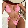 Сексуальный Бикини с Завязками и Мятым Эффектом Хальтер Женский Купальник Женская Одежда для Плавания Комплект из Двух Частей Бикини Купальник