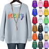 Ladies' Christmas Printed Round Neck Long Sleeved T-shirt Sweatshirt Top