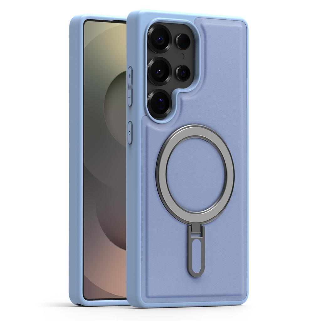 Suitable for Samsung S25ultra Powerful Magnetic Suction Mobile Phone Case S24 Metal Bracket S23plus Anti Fall Leather Case