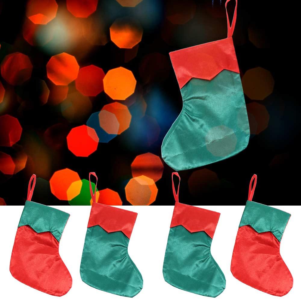 Simple Christmas Socks Red & Green Christmas Stockings Navidad Candy Gift Bags Festive Xmas Tree