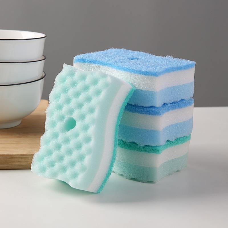 2026 Double Wave Dishwashing Sponge Kitchen Dishcloth Cleaning Dishwashing Cotton Double-sided Rag Sponge Block