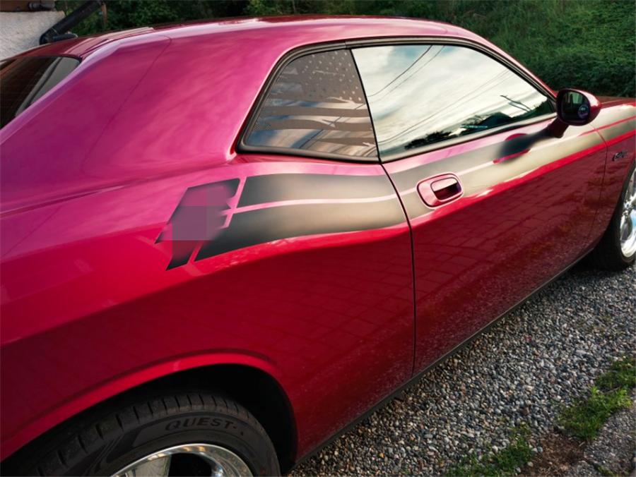 Distressed American Flag Window Decal For Dodge Challenger