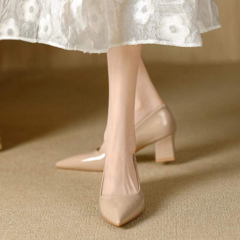 High-heeled Shoes Women 2025 Pointed Shallow Mouth Shoes Women's Thick-heeled Fashion Shoes Plus Size 42  Zapatos Para Mujer