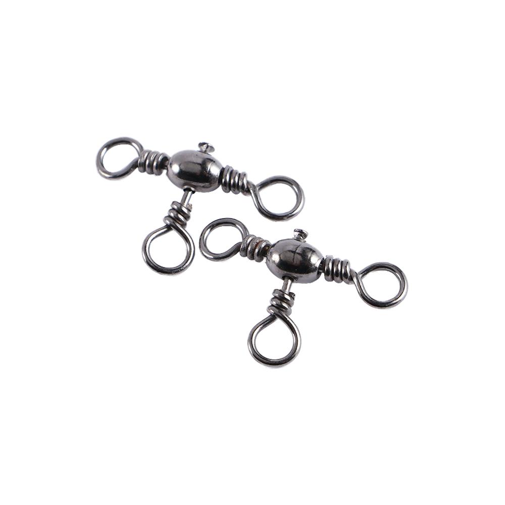 Barrel Stainless Steel 3 Way Swivel Ring Fishing Swivel Fishing Line Connector Rolling Solid Ring