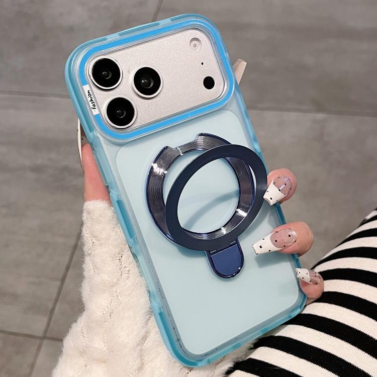 Dual-Color Translucent Matte Phone Case With Kickstand For iPhone 14 Pro, PC+TPU Anti-Fingerprint Shockproof Protective Cover