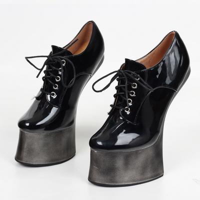Модные 18 см туфли на копыто без каблука на платформе, женские сексуальные лакированные танцевальные туфли, фетиш мужские туфли-ботильоны на высоком каблуке, ботильоны до щиколотки, дропшиппинг
