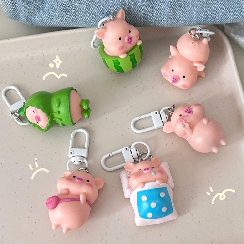 New 3D Piggy Keychain Cute Creative Cute Piggy Series Cartoon Animal Backpack Pendant Couple's Best Friend Gift Accessories