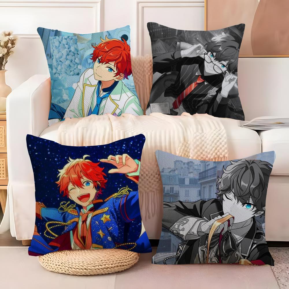 Мультяшная Наволочка для Подушки EEnsemble Stars Мягкая Плюшевая Ткань Двусторонняя Печать Наволочка для Подушки на Диван для Всех Сезонов Домашний Декор Подарок