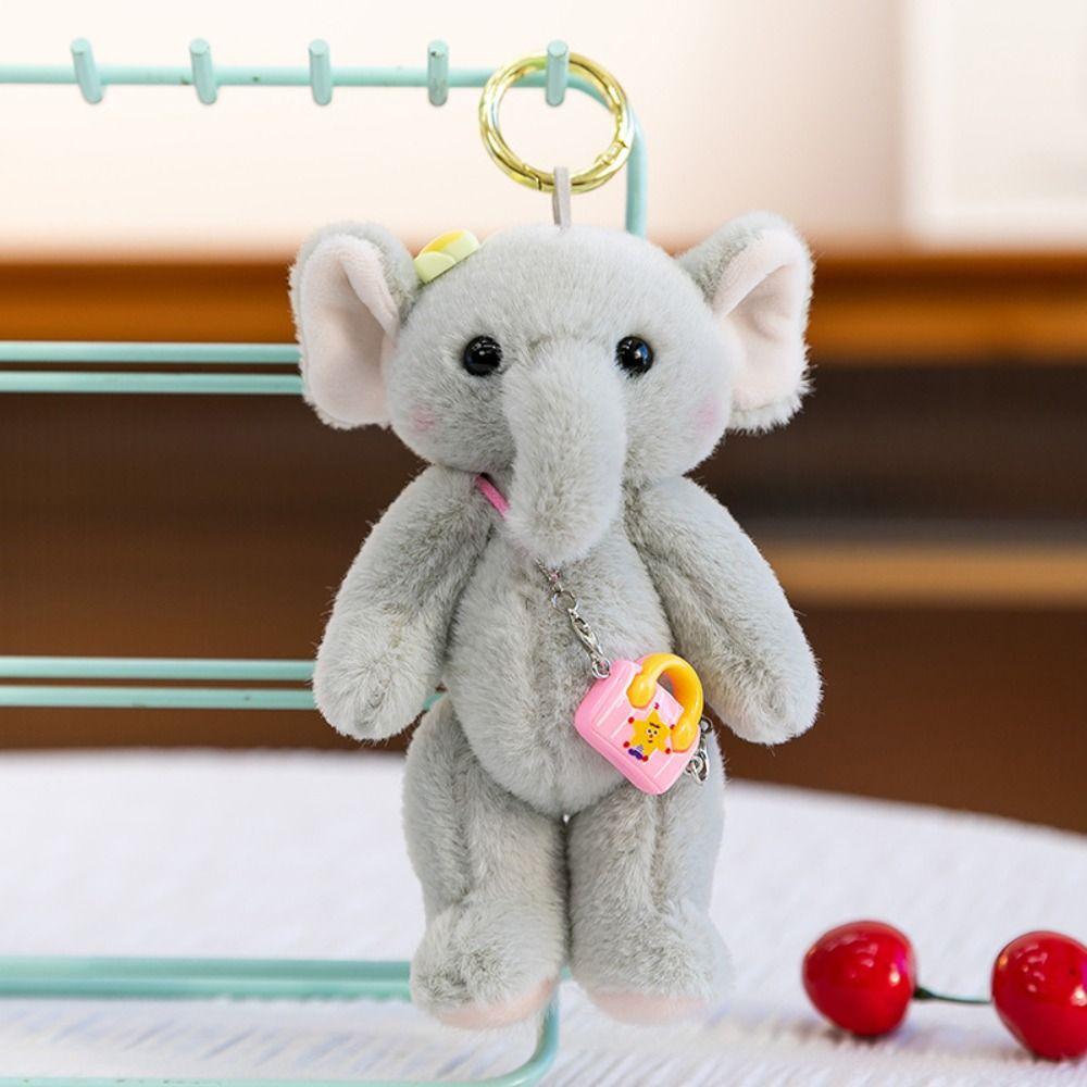 Cartoon Elephant Backpack Pendant With shoulder bag Lovely Elephant Plush Toy 15cm Cute Elephant Plush KeyChain
